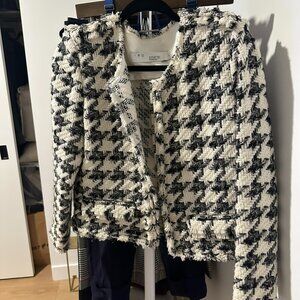 IRO Paris Tweed Jacket – Black & White Houndstooth – Size 44 (US 10/12)